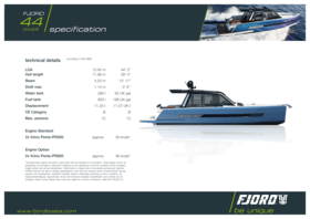 Fjord 44 coupé | Standard Specification | Fjord