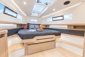 Fjord 44 open | Master cabin with double berth and sideboard. | Fjord